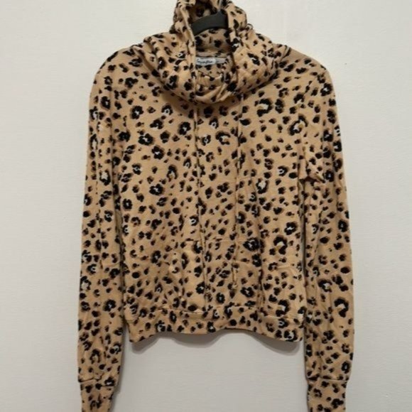NWT Love, Fire Tan Animal Print Mask Hoodie Size S - Picture 1 of 11